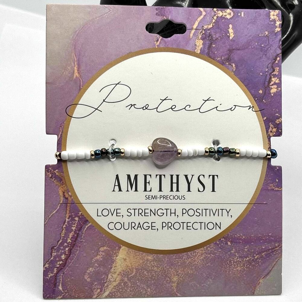 Lilac Amethyst Heart Crystal Bracelet